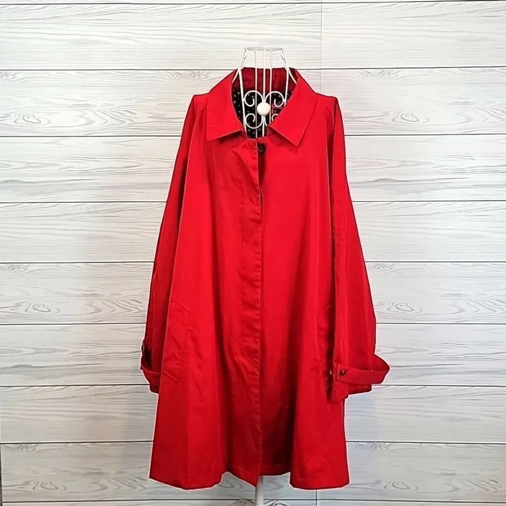 Woman Within a-line trenchcoat in candy apple red Women's Size 34W